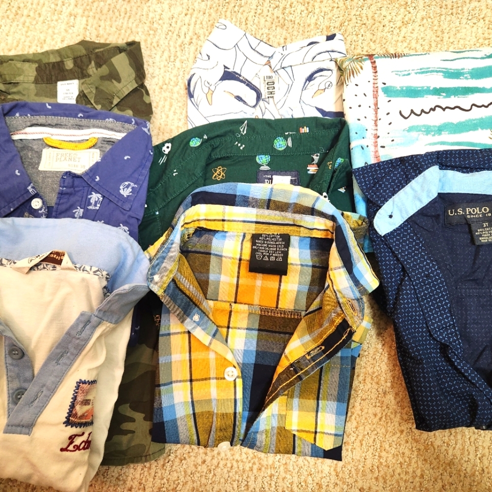 Lots Of 8 Button Down Boys 3T Shirts